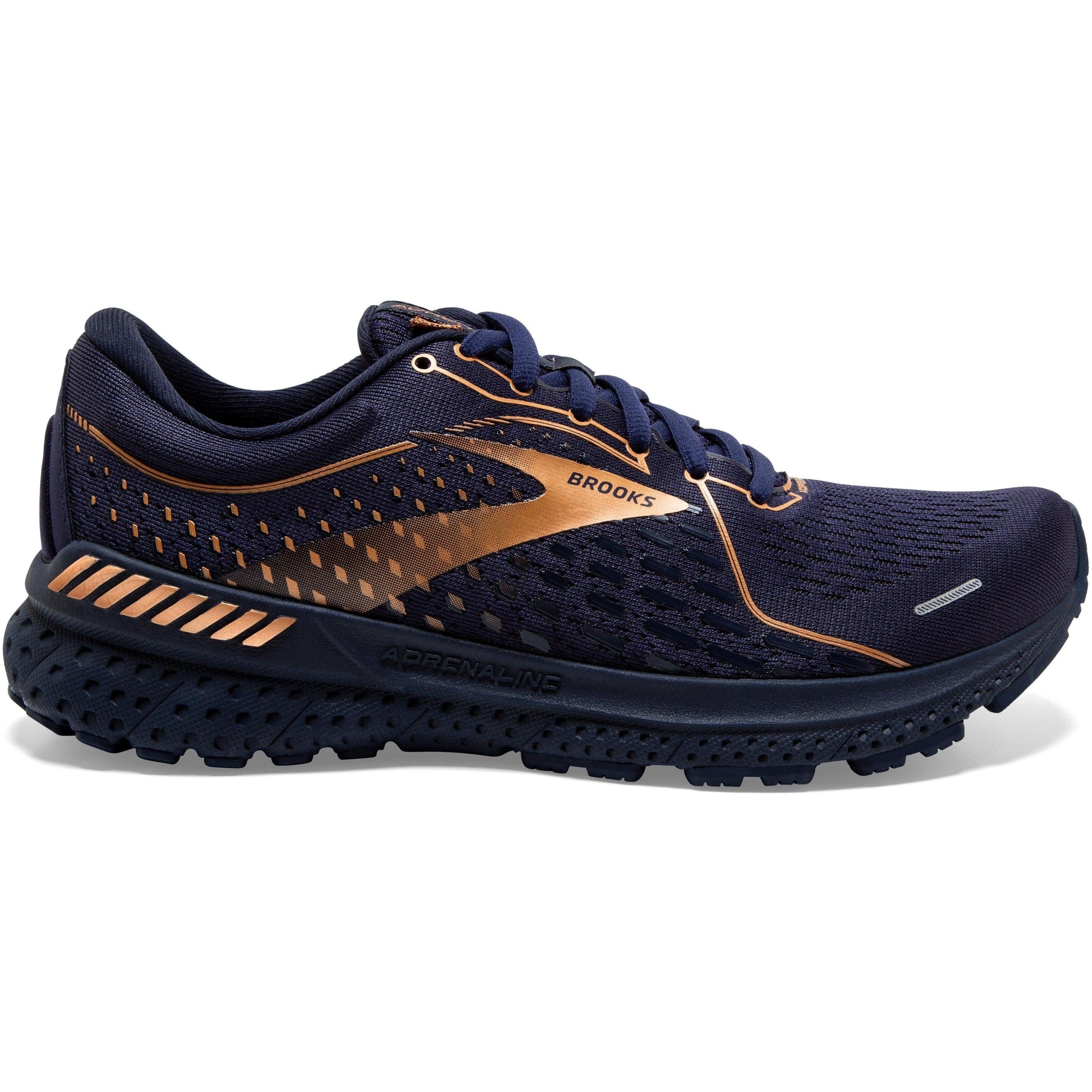 Women's Brooks Adrenaline GTS 21, Navy/Black/Copper, 6.5 B Medium