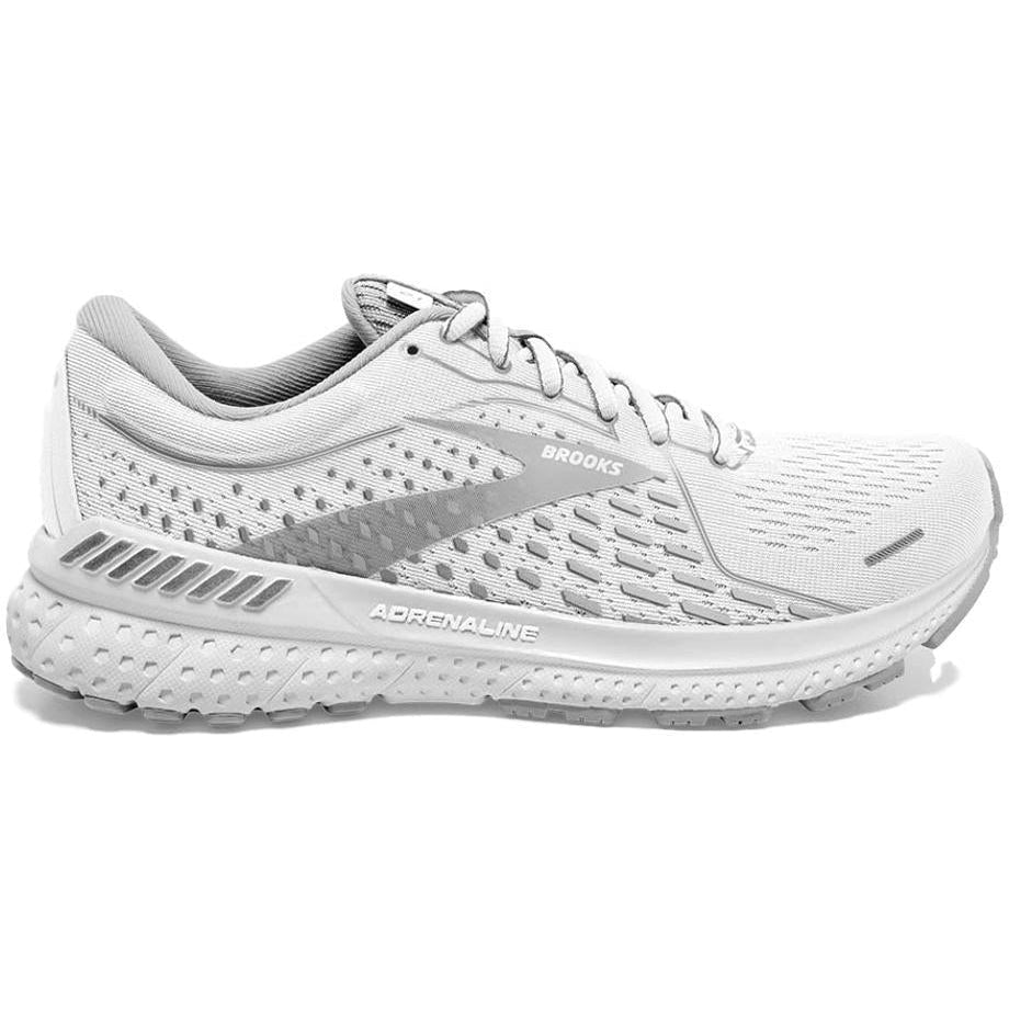 Women's Brooks Adrenaline GTS 21, White/Grey/Silver, 10.5 B Medium