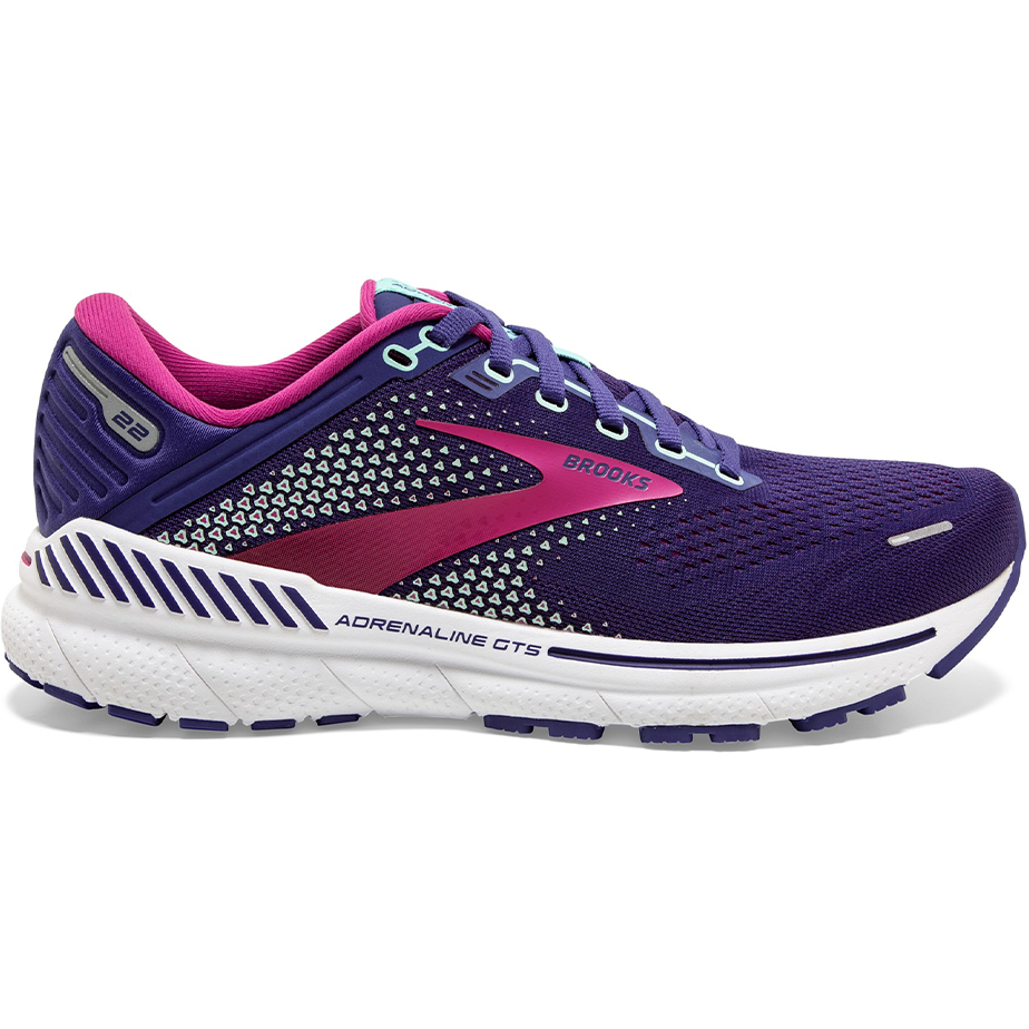 Women's Brooks Adrenaline GTS 22, Navy/Yucca/Pink, 10 B Medium
