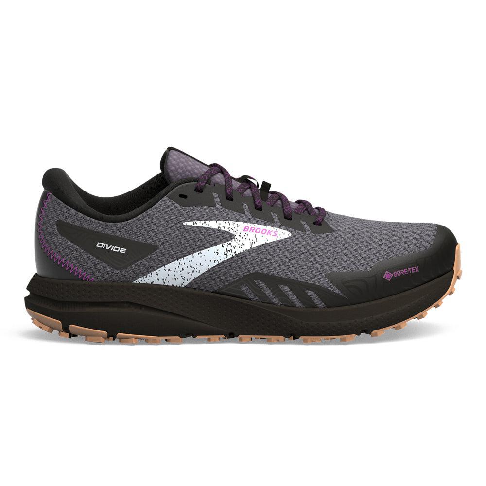 Women's Brooks Divide 4 GTX, Black/Blackened Pearl/Purple, 5.5 B Medium