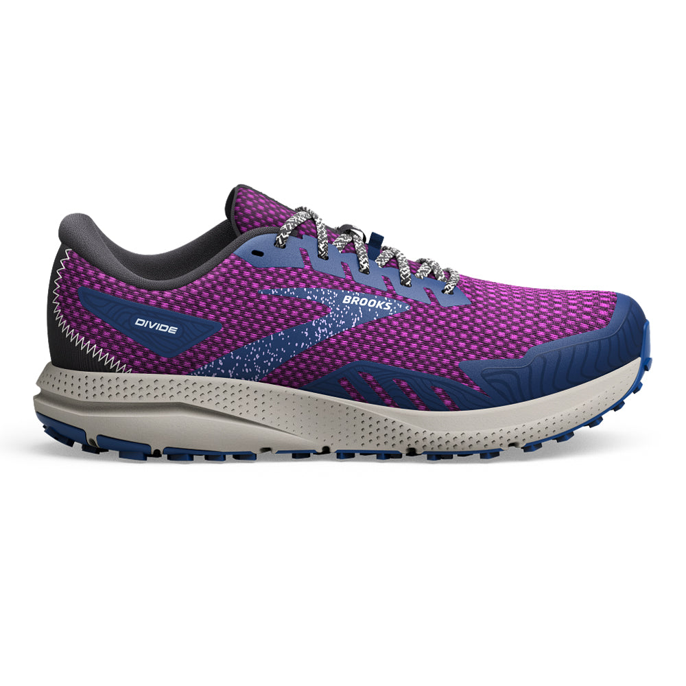 Women's Brooks Divide 4, Purple/Navy/Oyster, 6.5 B Medium
