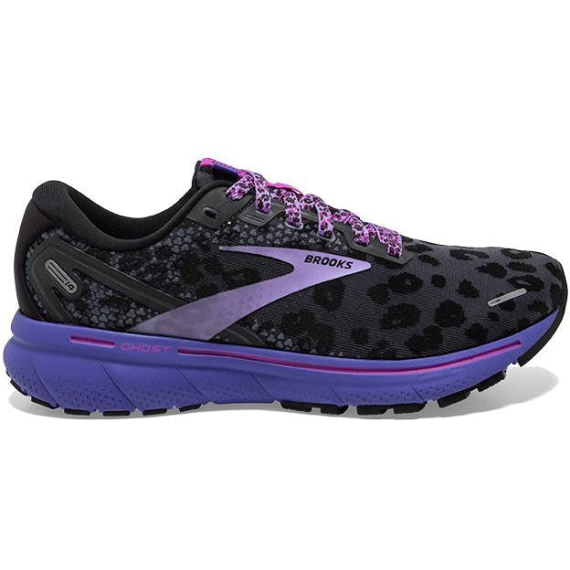 Women's Brooks Ghost 14, Ebony/Black/Purple, 10.5 B Medium