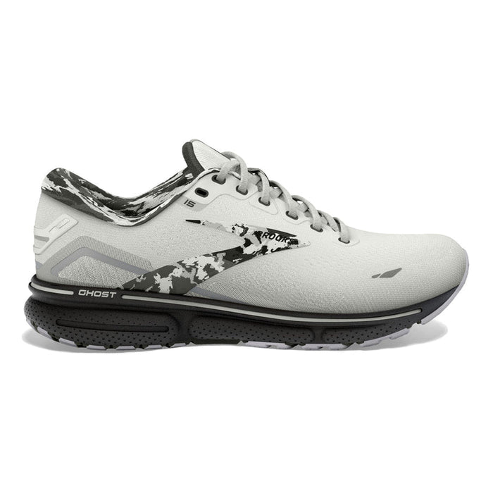 Women's Brooks Ghost 15, White/Ebony/Oyster, 10 B Medium