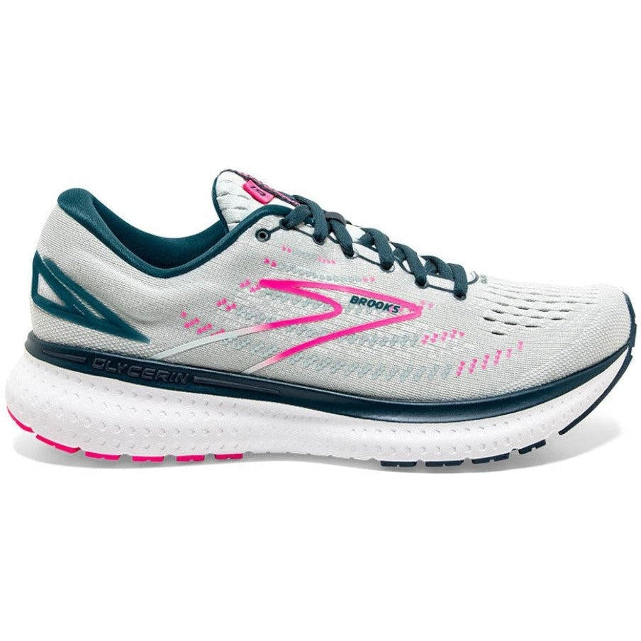 Women's Brooks Glycerin 19, Ice Flow/Navy/Pink, 8.5 D Wide