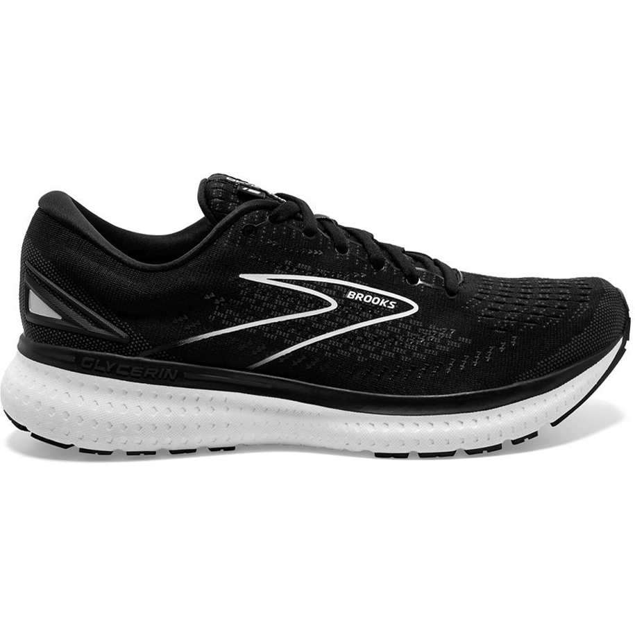 Women's Brooks Glycerin 19, Black/White, 8 D Wide