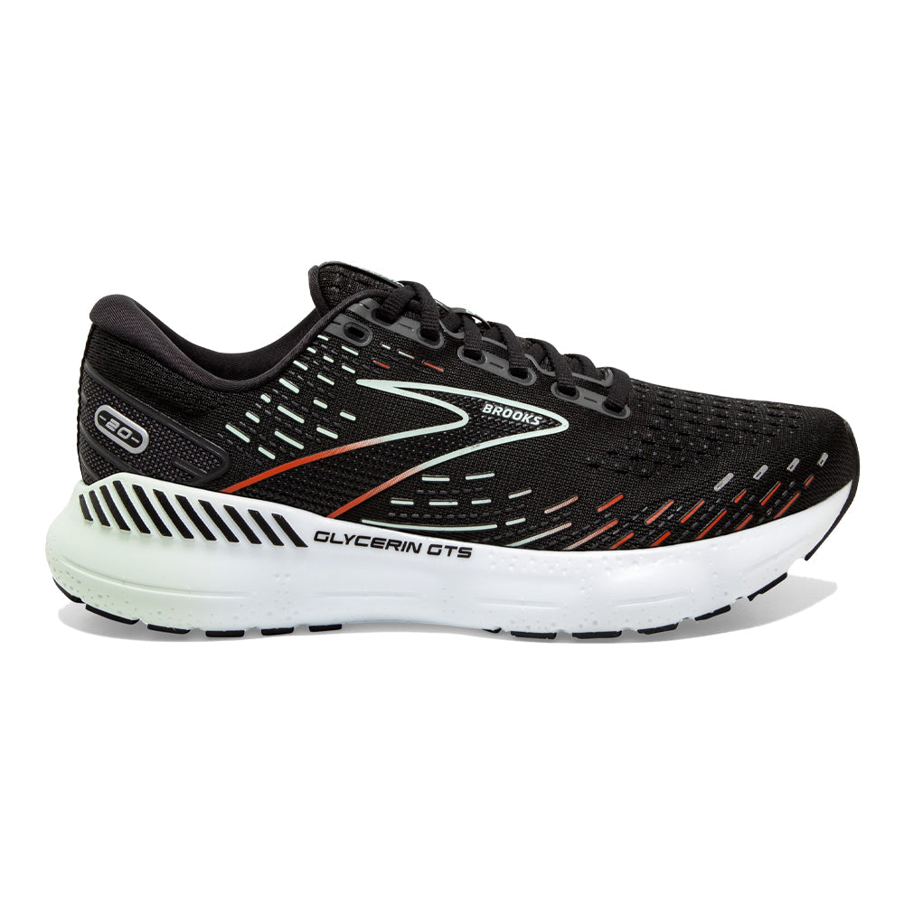 Women's Brooks Glycerin GTS 20, Black/Red/Opal, 11.5 B Medium
