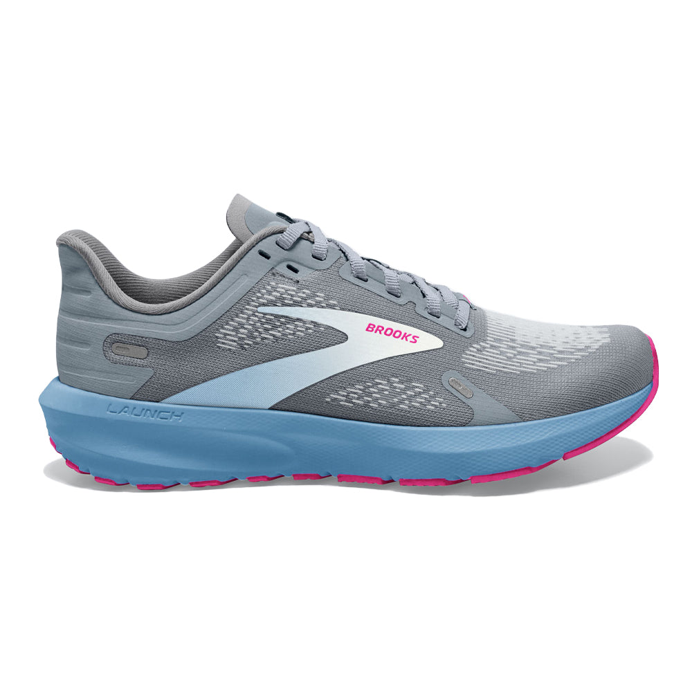 Women's Brooks Launch 9, Grey/Blue/Pink, 10.5 B Medium
