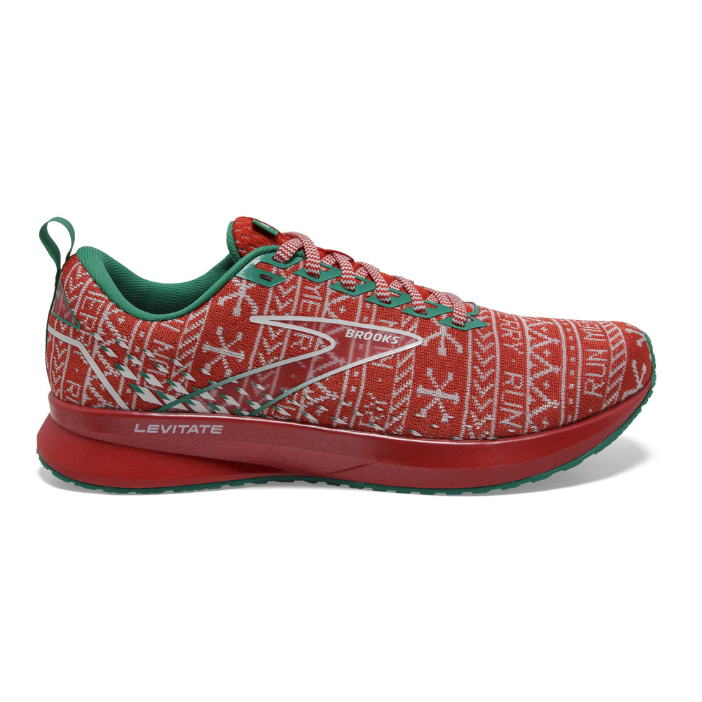 Women's Brooks Levitate 5, Red/White/Green, 7.5 B Medium