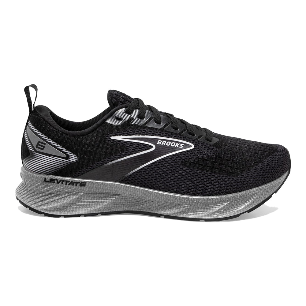 Women's Brooks Levitate 6, Black/Blackened Pearl/White, 7.5 B Medium