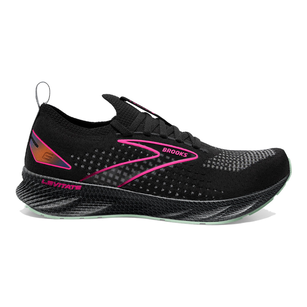 Women's Brooks Levitate StealthFit 6, Black/Pink, 10.5 B Medium