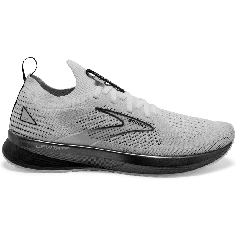 Women's Brooks Levitate Stealthfit 5, White/Grey/Black, 8 B Medium