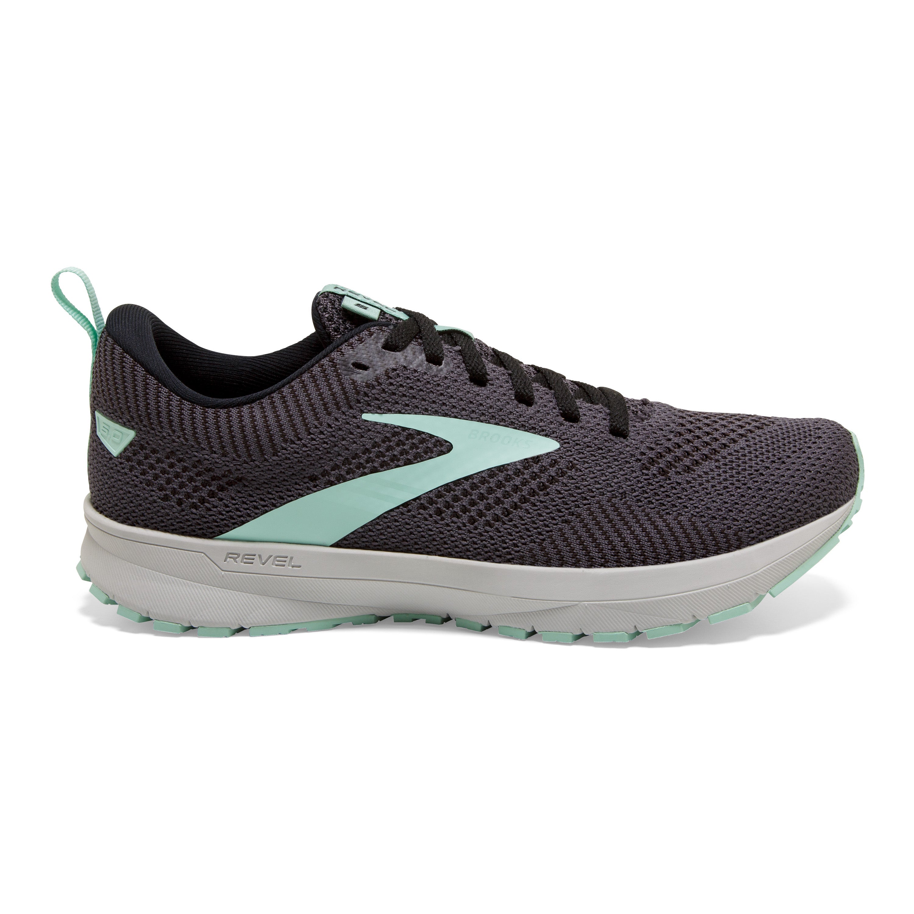 Women's Brooks Revel 5, Ebony/Black/Yucca, 7 B Medium