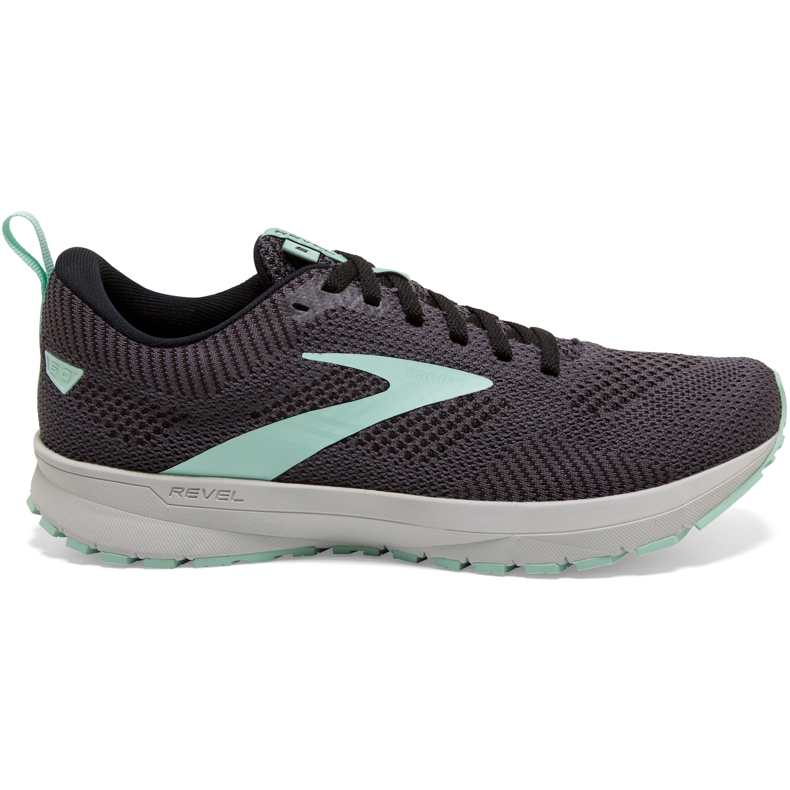 Women's Brooks Revel 5, Ebony/Black/Yucca, 9.5 B Medium
