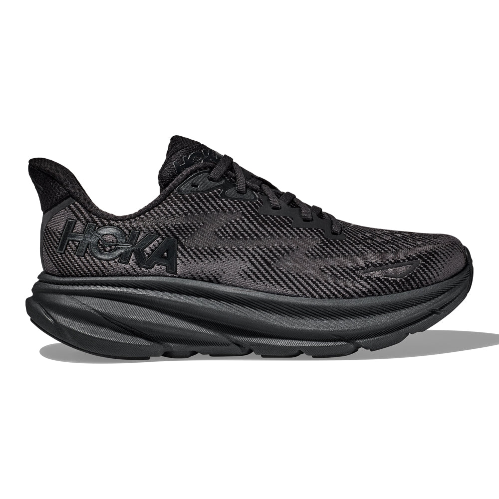 Women's Hoka Clifton 9, Black/Black, 7 B Medium