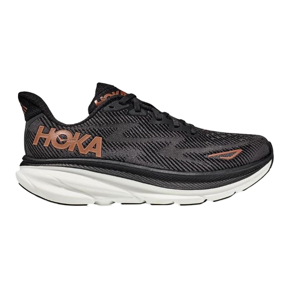 Women's Hoka Clifton 9, Black/Copper, 7 B Medium