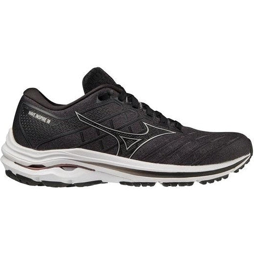 Women's Mizuno Wave Inspire 18, Black/Silver, 8 D Wide