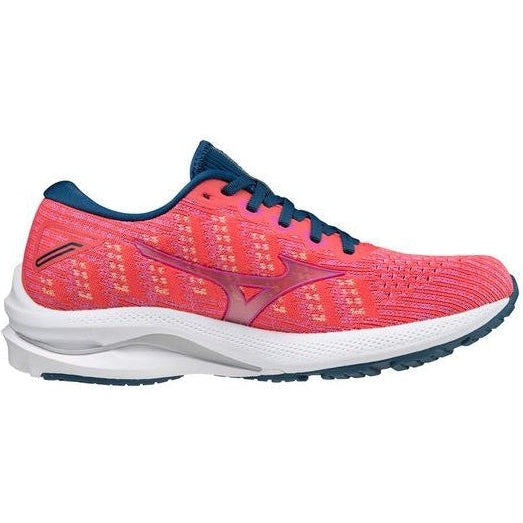 Women's Mizuno Wave Rider 25 Waveknit, Cayenne/Phlox Pink, 7 B Medium