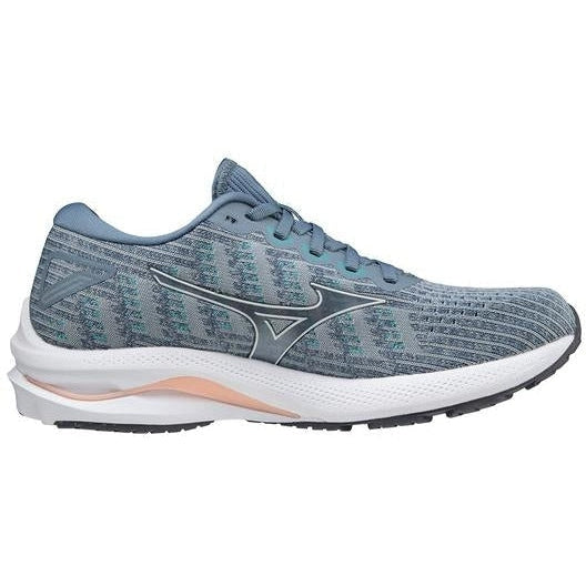 Women's Mizuno Wave Rider 25 Waveknit, Quarry/Vaporous Grey, 7 B Medium