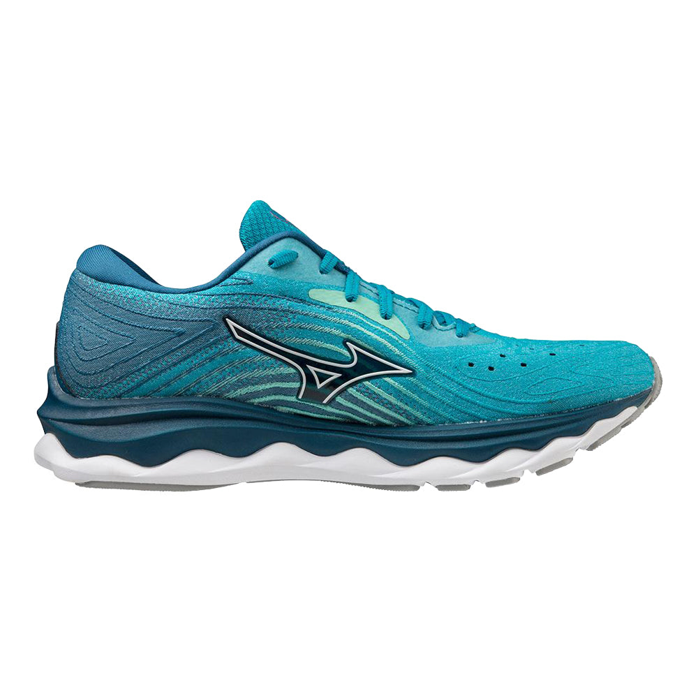 Women's Mizuno Wave Sky 6, Enamel Blue/White, 7.5 B Medium