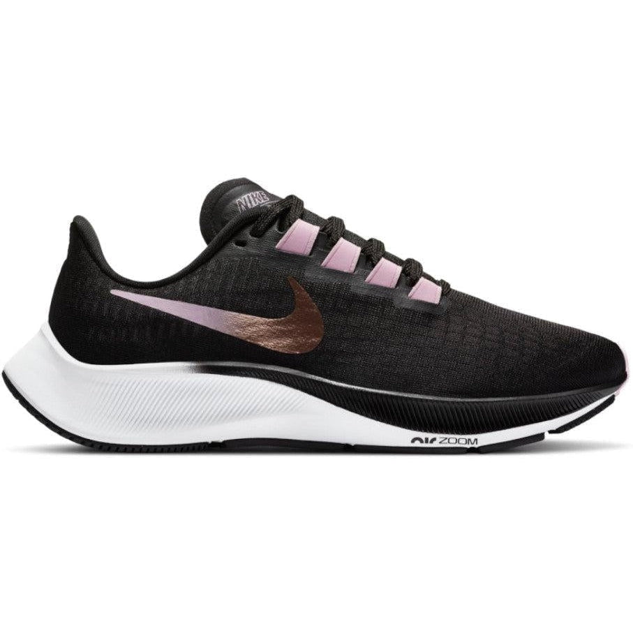 Women's Nike Air Zoom Pegasus 37, Black/Light Arctic Pink/White/Metallic Red Bronze, 6.5 B Medium
