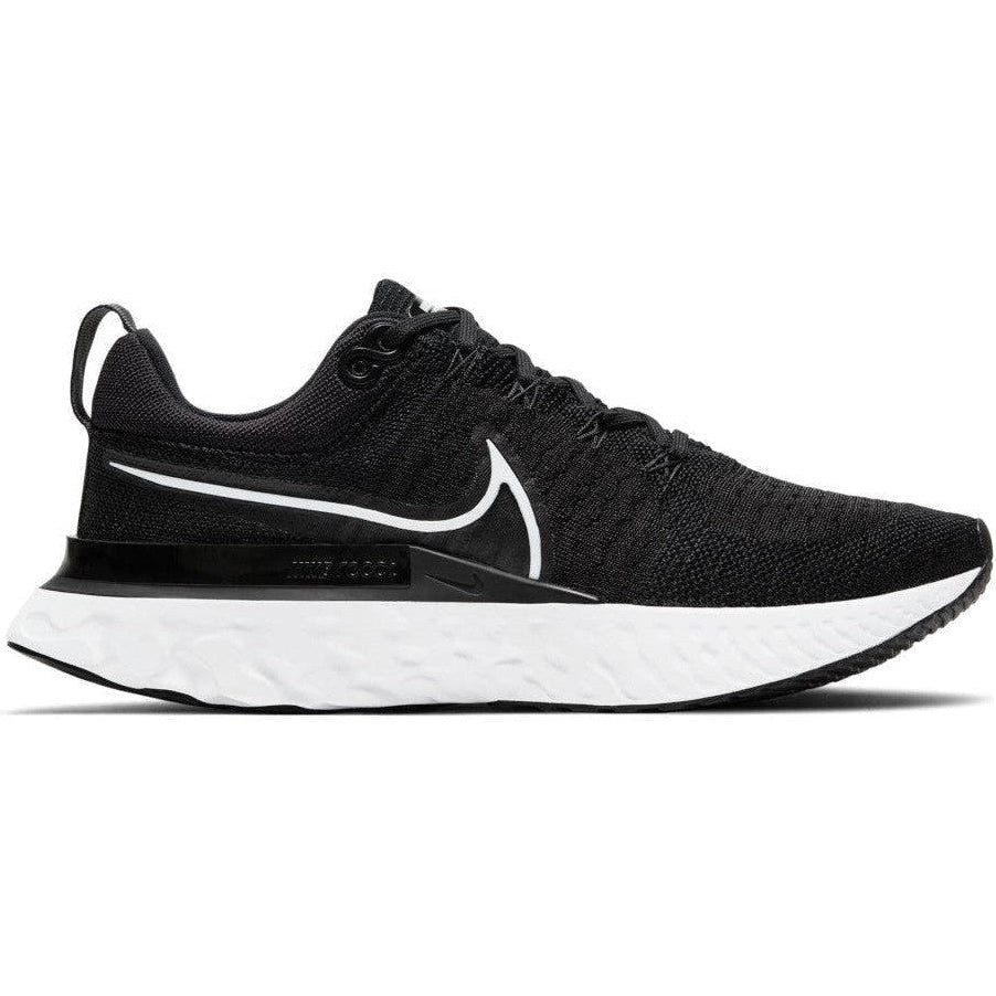 Women's Nike React Infinity Run Flyknit 2, Black/White/Iron Grey, 8 B Medium