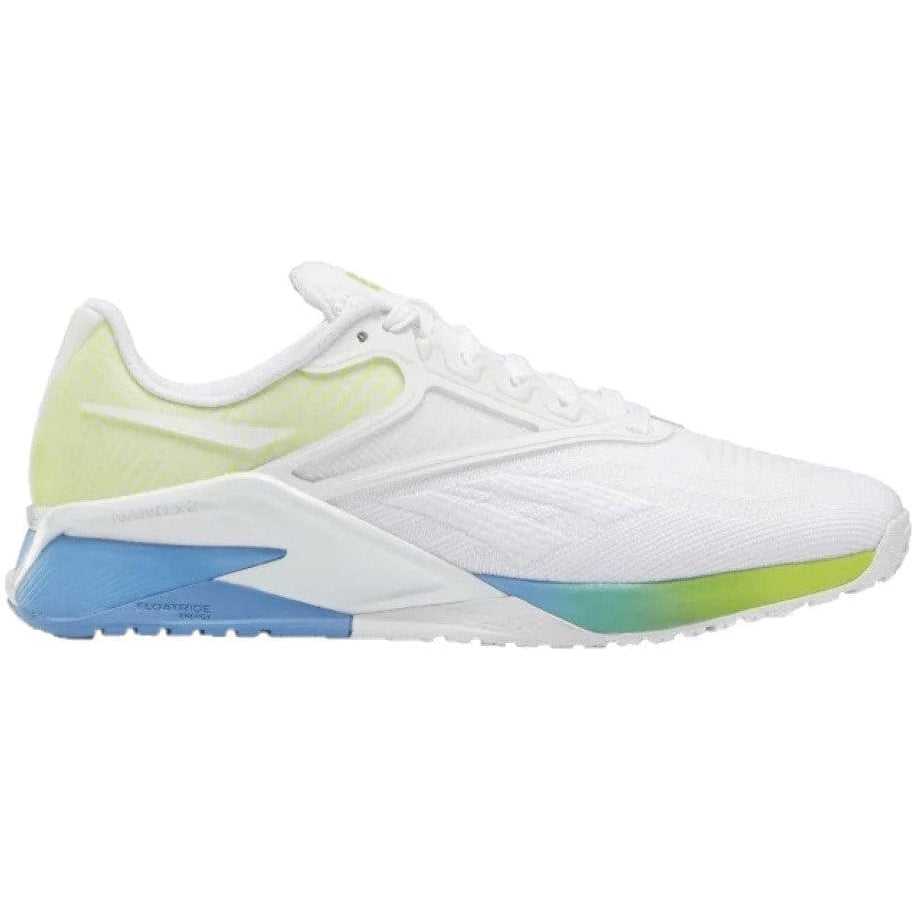 Women's Reebok Nano X2, White/Blue/Yellow, 7 B Medium