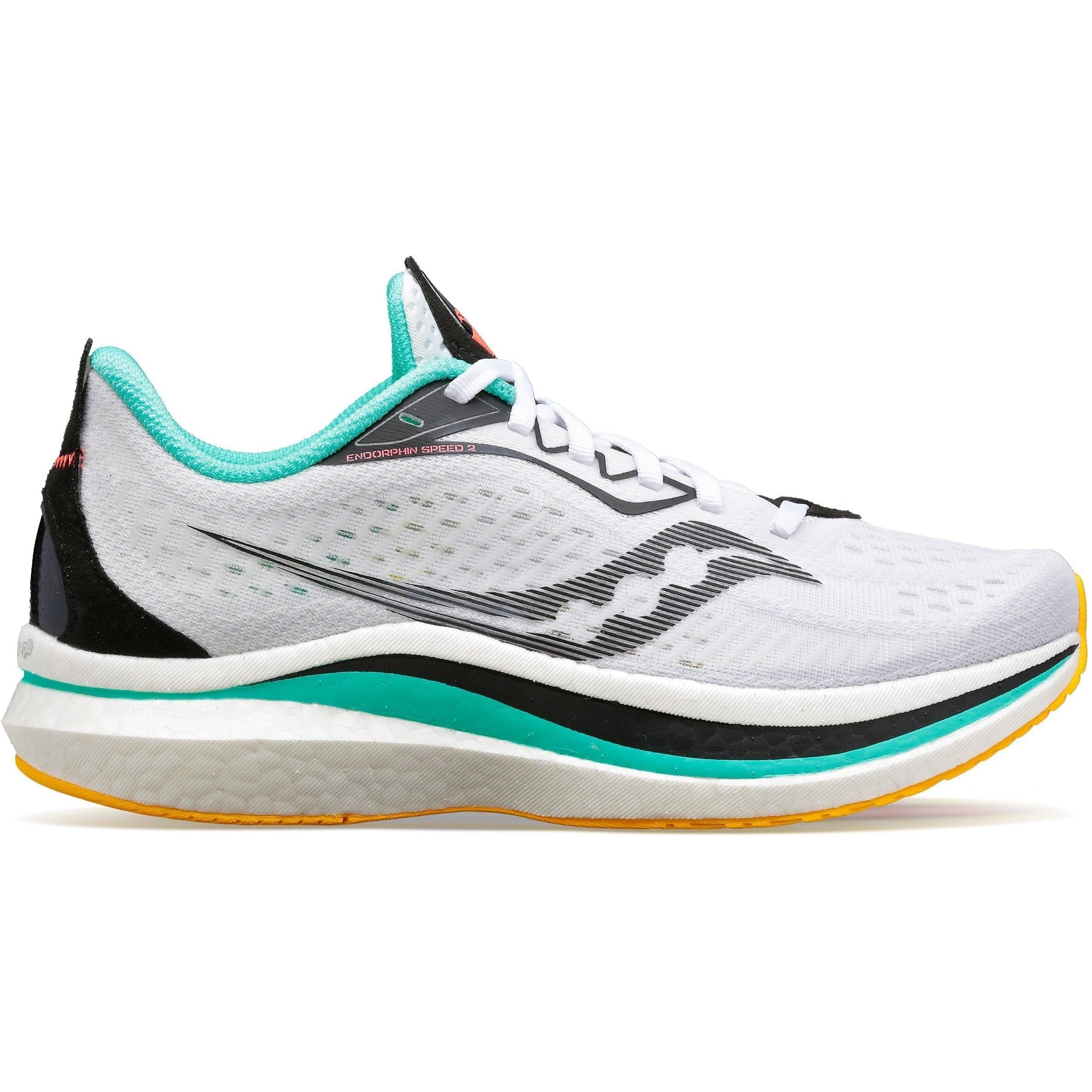 Women's Saucony Endorphin Speed 2, White/Black/Vizi, 10 B Medium