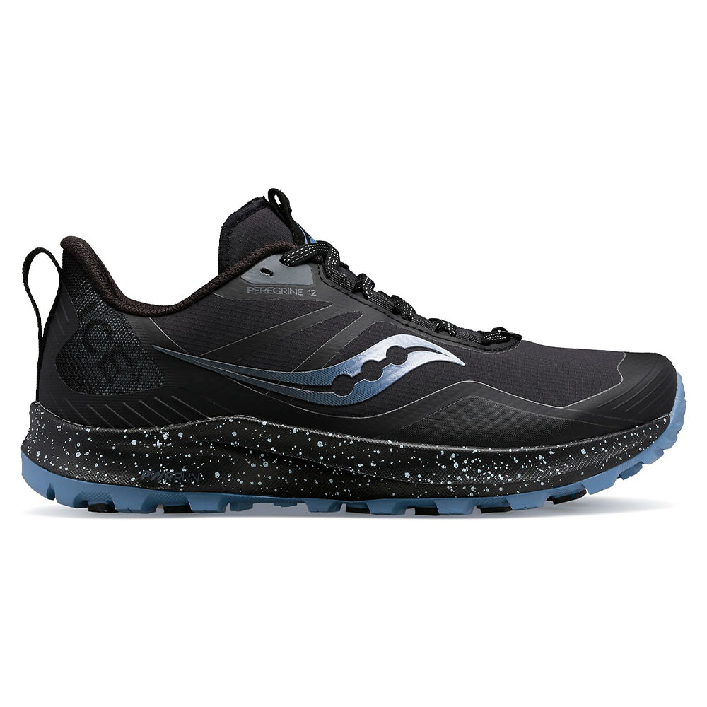 Women's Saucony Peregrine Ice+3, Black/Summit, 6 B Medium