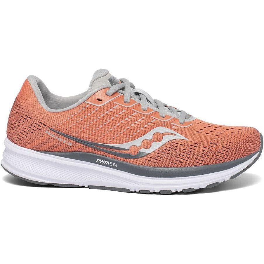 Women's Saucony Ride 13, Coral/Alloy, 5.5 B Medium