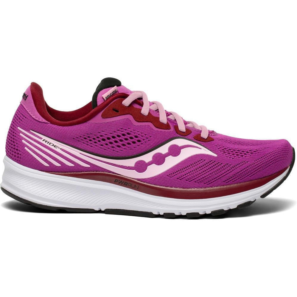 Women's Saucony Ride 14, Razzle/Fairytale, 7 B Medium