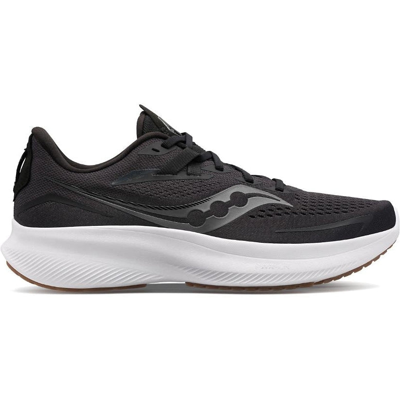 Women's Saucony Ride 15, Black/Gum, 9 B Medium