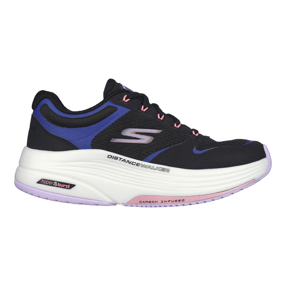 Women's Skechers Go Walk Distance Walker, Black/Lavender, 9 B Medium
