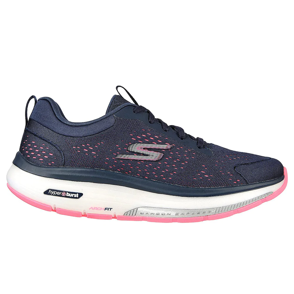 Women's Skechers Go Walk Workout Walker - Outpace, Navy/Hot Pink, 7 B Medium