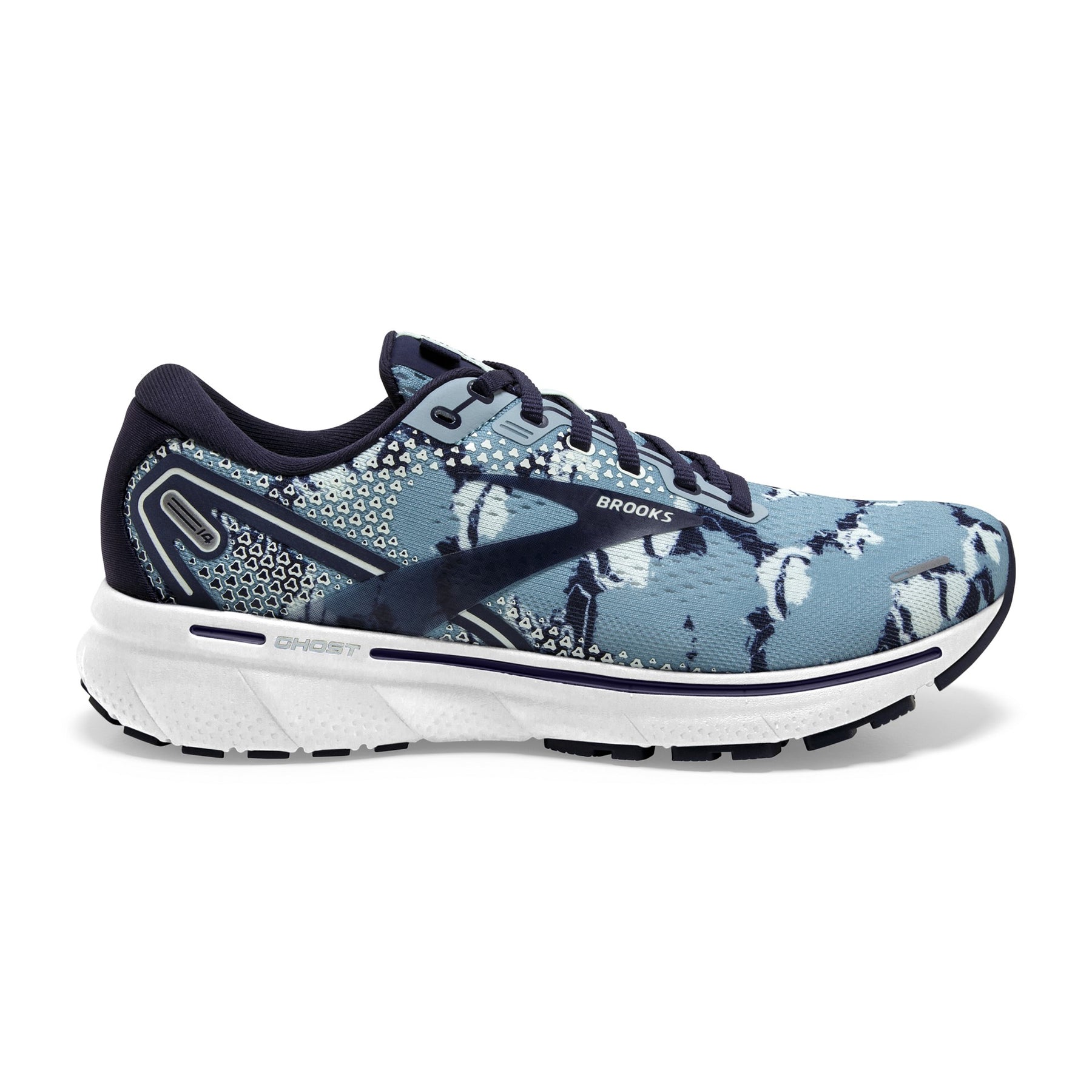 Women's Brooks Ghost 14, Tourmaline/Navy/Aqua, 6 B Medium