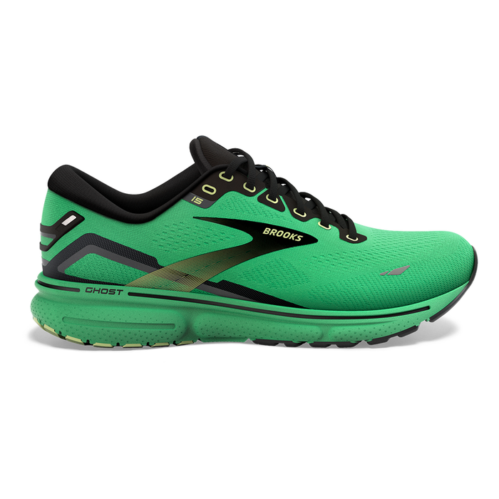 Men's Brooks Ghost 15, Green/Black/Sharp Green, 8.5 D Medium