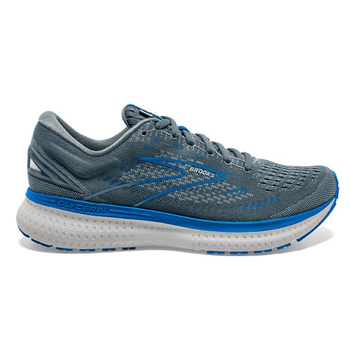 Men's Brooks Glycerin 19, Quarry/Grey/Dark Blue, 8.5 2E Wide