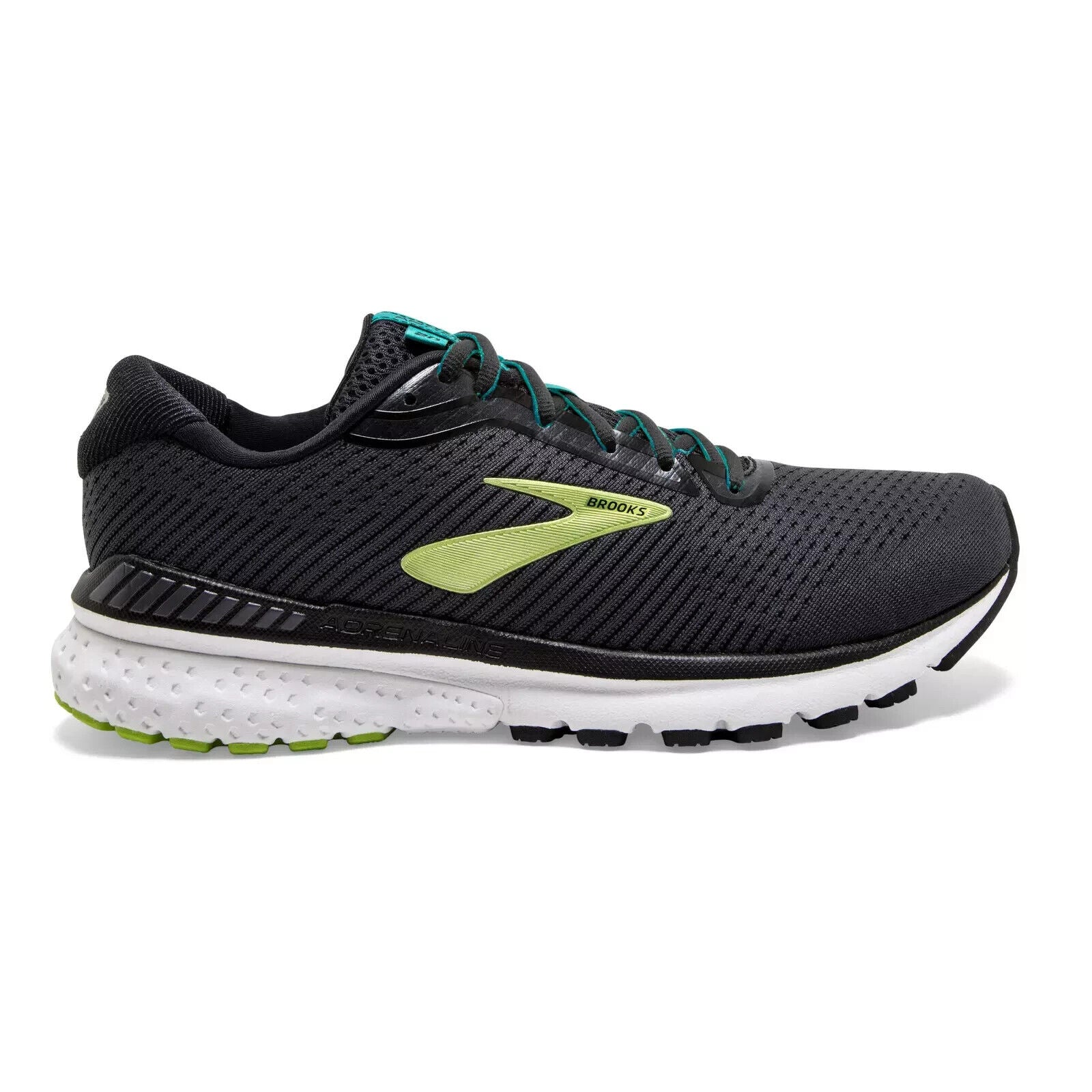Men's Brooks Adrenaline GTS 20, Black/Lime/Blue Grass, 12.5 D Medium