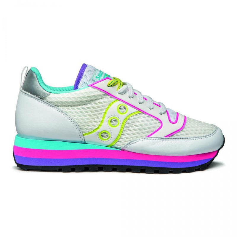 Women's Saucony Originals Jazz Triple, White/Neon, B Medium
