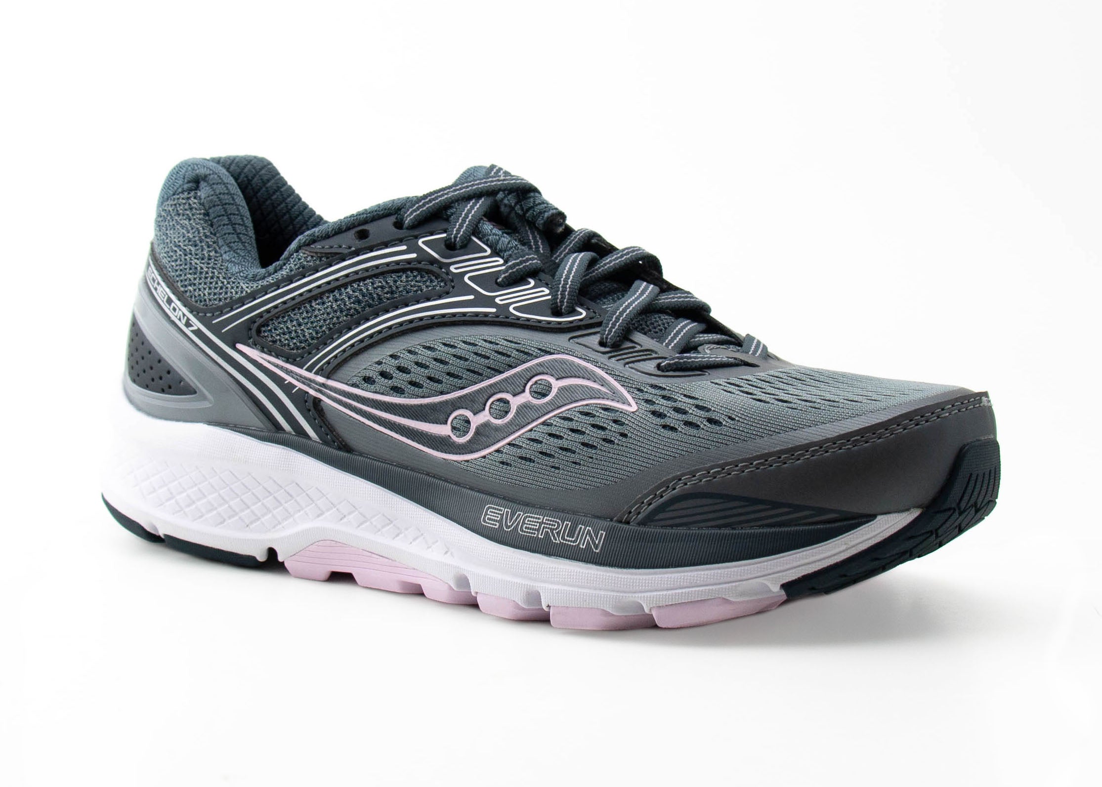 Women's Saucony Echelon 7, Slate/Pink, 8.5 2E Extra Wide