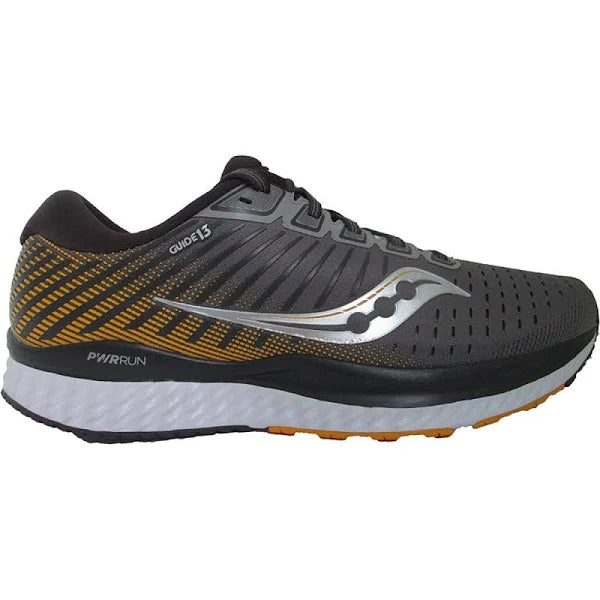 Men's Saucony Guide 13, Grey/Yellow, 13 D Medium