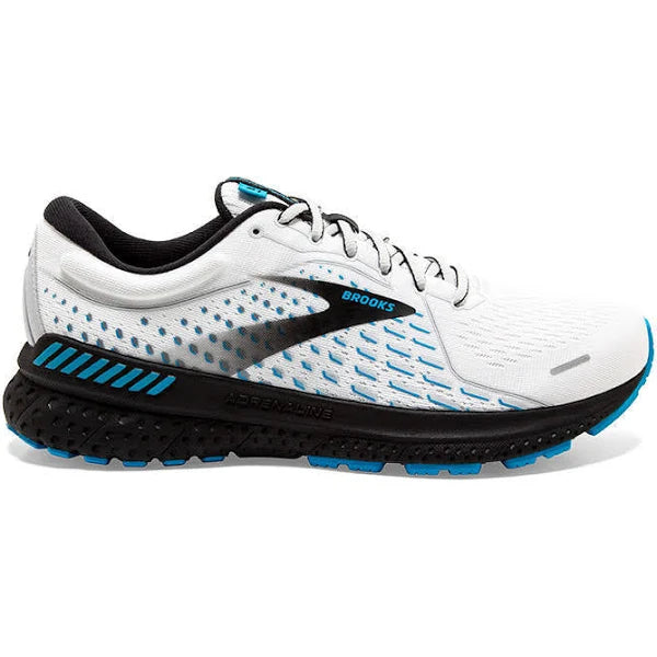 Men's Brooks Adrenaline GTS 21, White/Grey/Atomic Blue, 13 D Medium