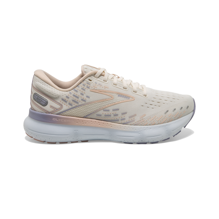 Women's Brooks Glycerin 20, Snow White/Blush/Cosmic Sky, 10 B Medium