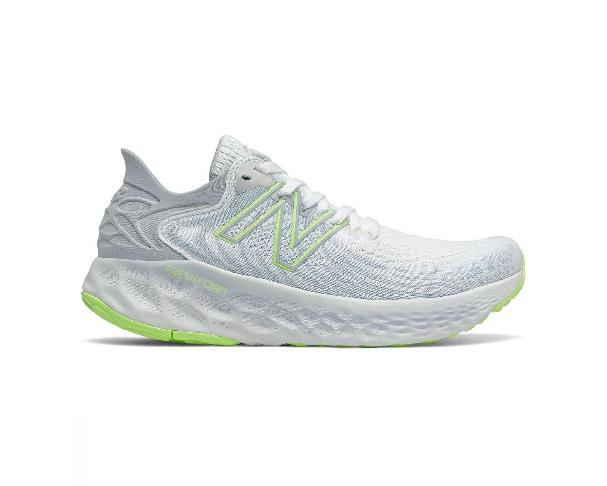 Women's New Balance Fresh Foam 1080 v11, White/Bleached Lime Glo, 9 B Medium