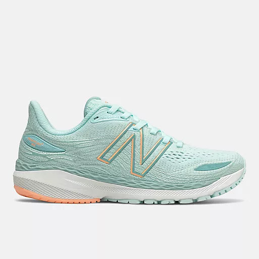 Women's New Balance Fresh Foam X 860v12, Pale Blue Chill/Light Mango, 8.5 D Wide