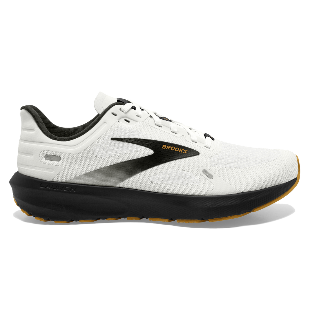 Men's Brooks Launch 9, White/Black/Tan, 10 B Medium