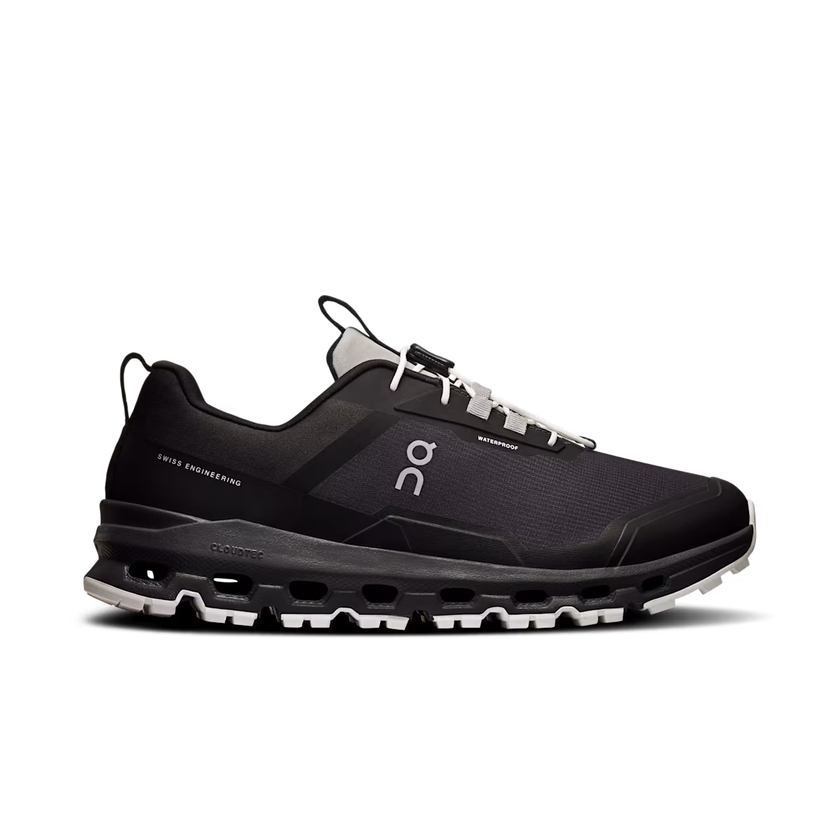 Side view on white background of Youth On  shoe in Magnet/Black, Medium (Regular) width