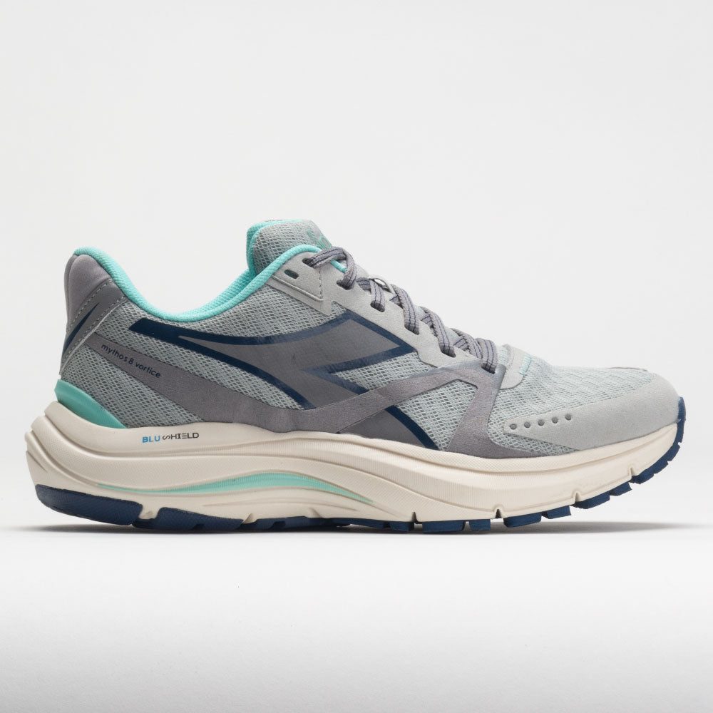 Women's Diadora Mythos Blushield 8 Vortice, Silver DD/Whisper White, 8.5 B Medium