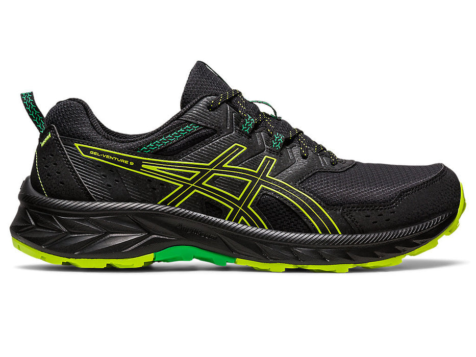 Men's Asics Gel-Venture 9, Black/Lime Zest, 11.5 D Medium