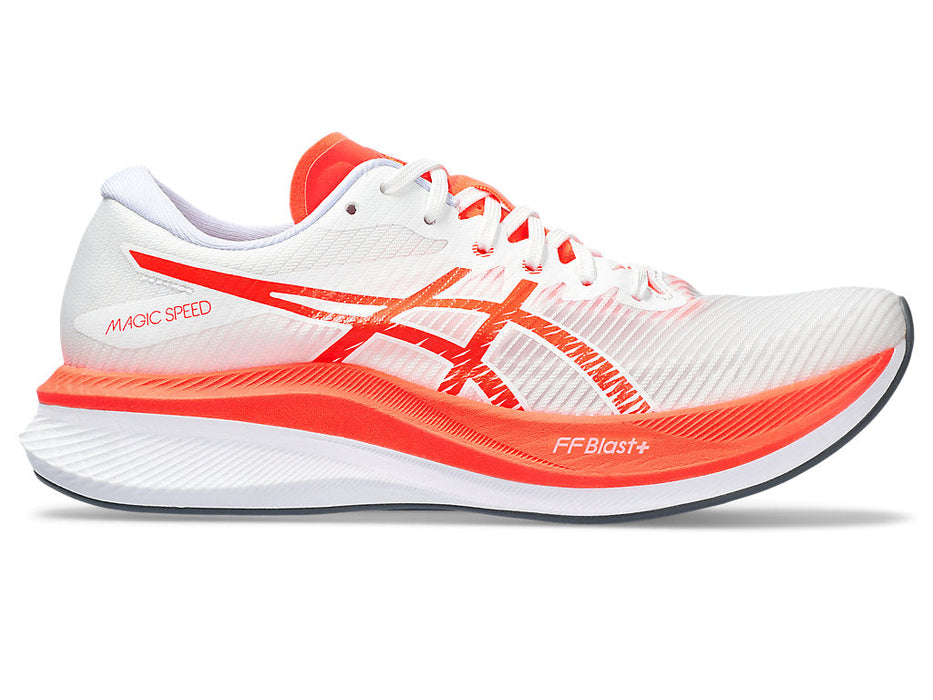 Men's Asics Magic Speed 3, White/Sunrise Red, 11 D Medium