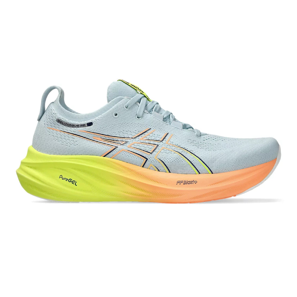 Men's Asics Gel-Nimbus 26 Paris, Cool Grey/Safety Yellow, 10 D Medium